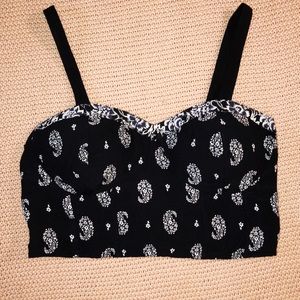 Cinched Paisley Crop w/ Built In Bra